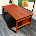 REFINISHED Mid Century Modern Teak Desk w Two Pedestals Free-Standing 65