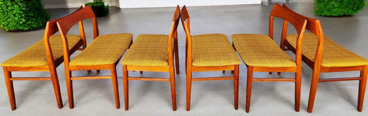 6 RESTORED Danish Mid Century Modern Teak Chairs Model 59 by Henning Kjaernulf