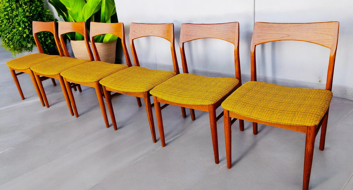 6 RESTORED Danish Mid Century Modern Teak Chairs Model 59 by Henning Kjaernulf