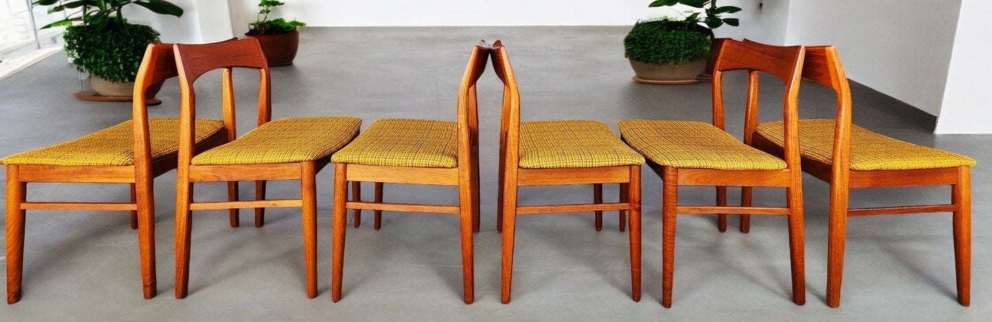 6 RESTORED Danish Mid Century Modern Teak Chairs Model 59 by Henning Kjaernulf