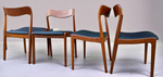 4 REFINISHED Danish Mid Century Modern Teak Chairs, Moller style 1