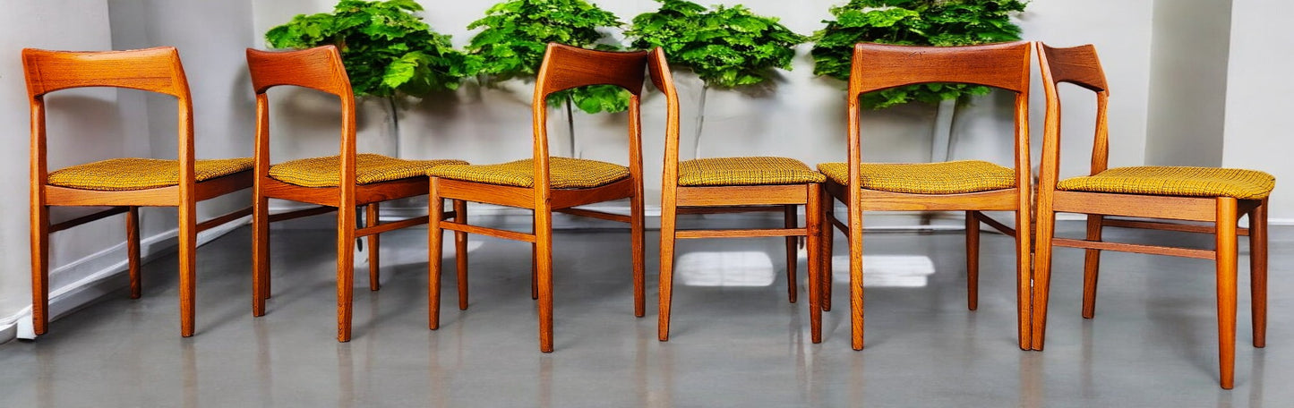 6 RESTORED Danish Mid Century Modern Teak Chairs Model 59 by Henning Kjaernulf