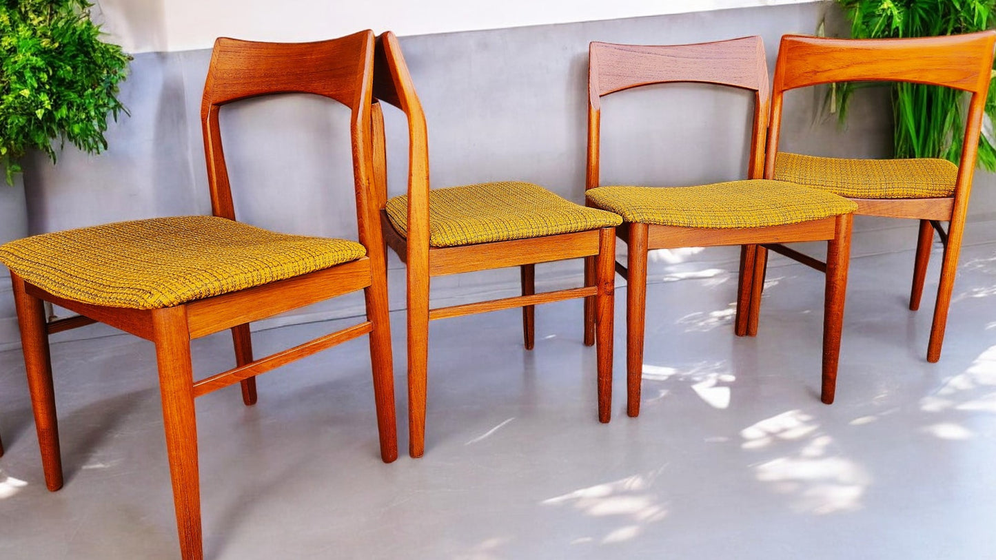 6 RESTORED Danish Mid Century Modern Teak Chairs Model 59 by Henning Kjaernulf