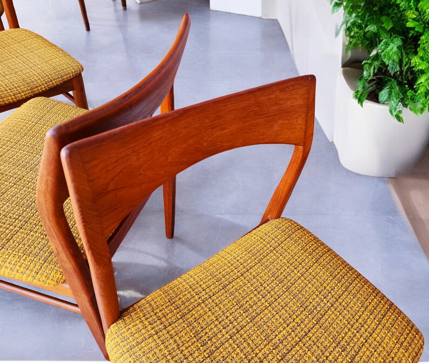 6 RESTORED Danish Mid Century Modern Teak Chairs Model 59 by Henning Kjaernulf