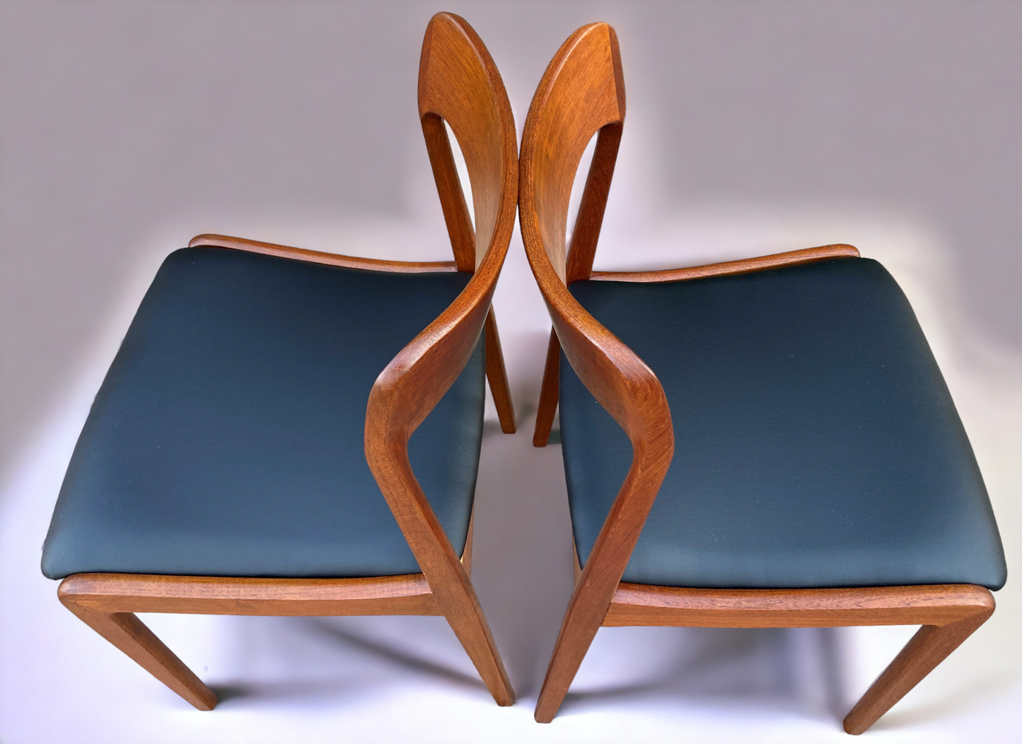 4 REFINISHED Danish Mid Century Modern Teak Chairs, Moller style