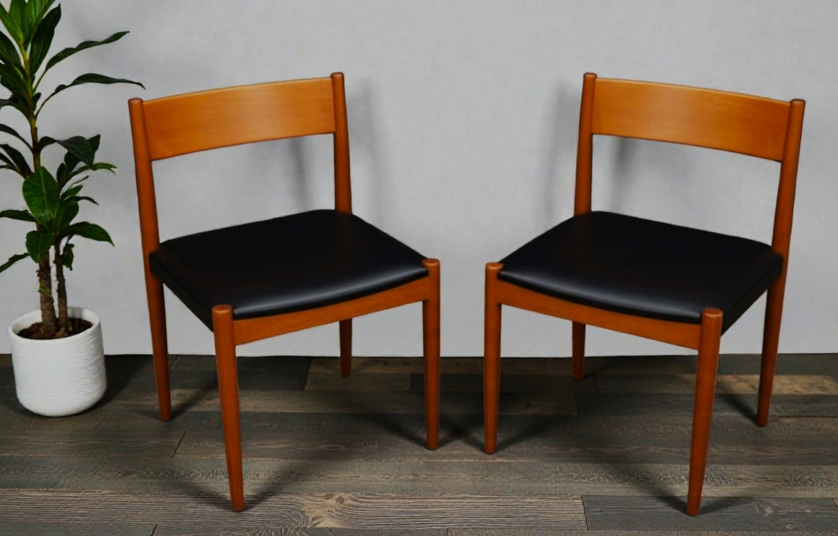 2 REFINISHED Danish MCM Teak Chairs by P. Volther for Frem Rojle