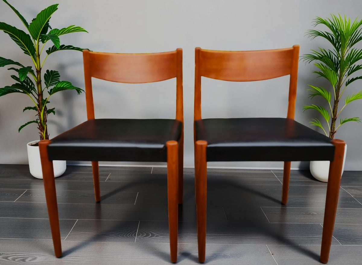 2 REFINISHED Danish MCM Teak Chairs by P. Volther for Frem Rojle