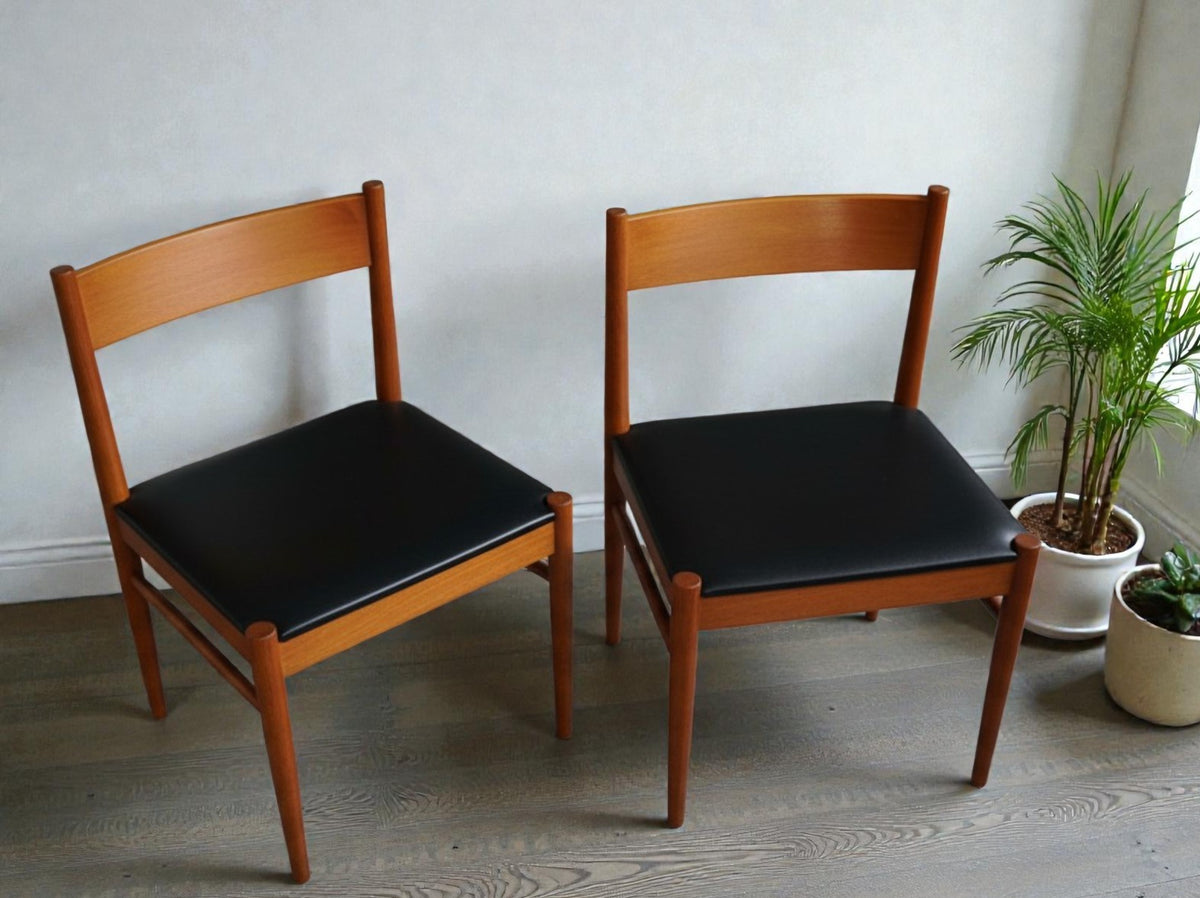 2 REFINISHED Danish MCM Teak Chairs by P. Volther for Frem Rojle