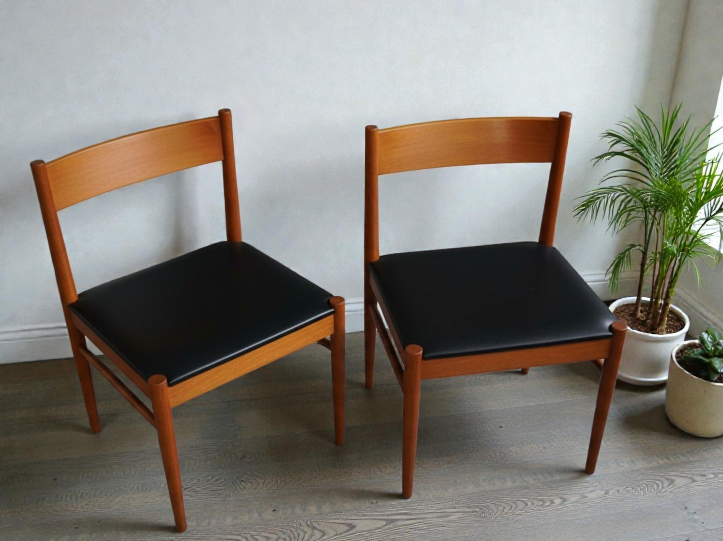 2 REFINISHED Danish MCM Teak Chairs by P. Volther for Frem Rojle