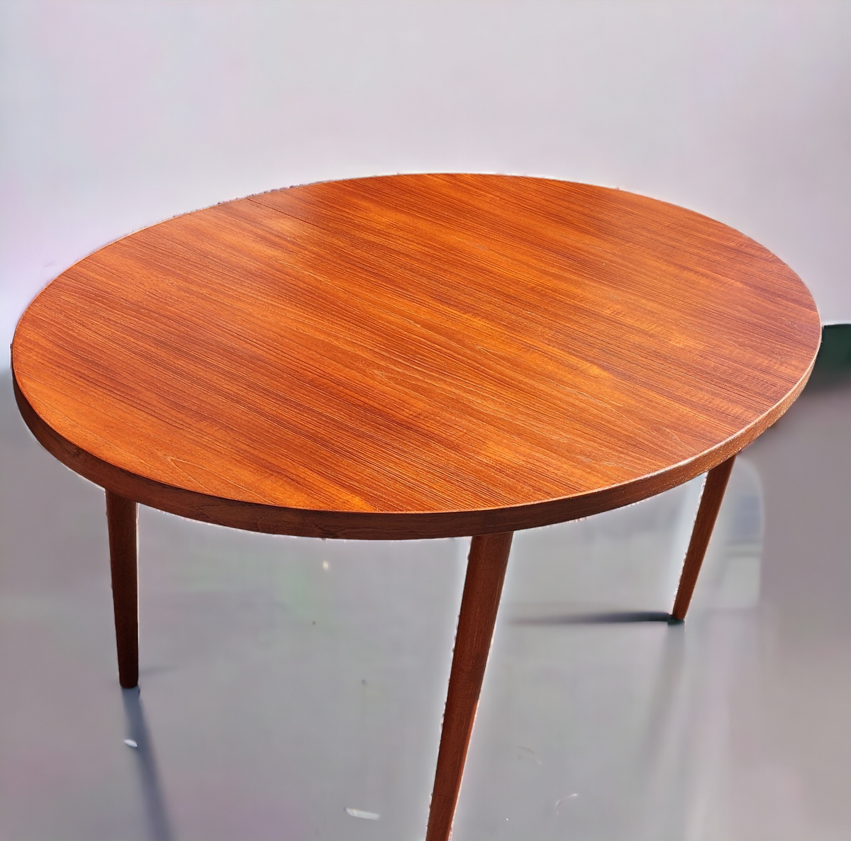 REFINISHED Danish Mid Century Modern Teak Table Oval w 2 Leaves 60