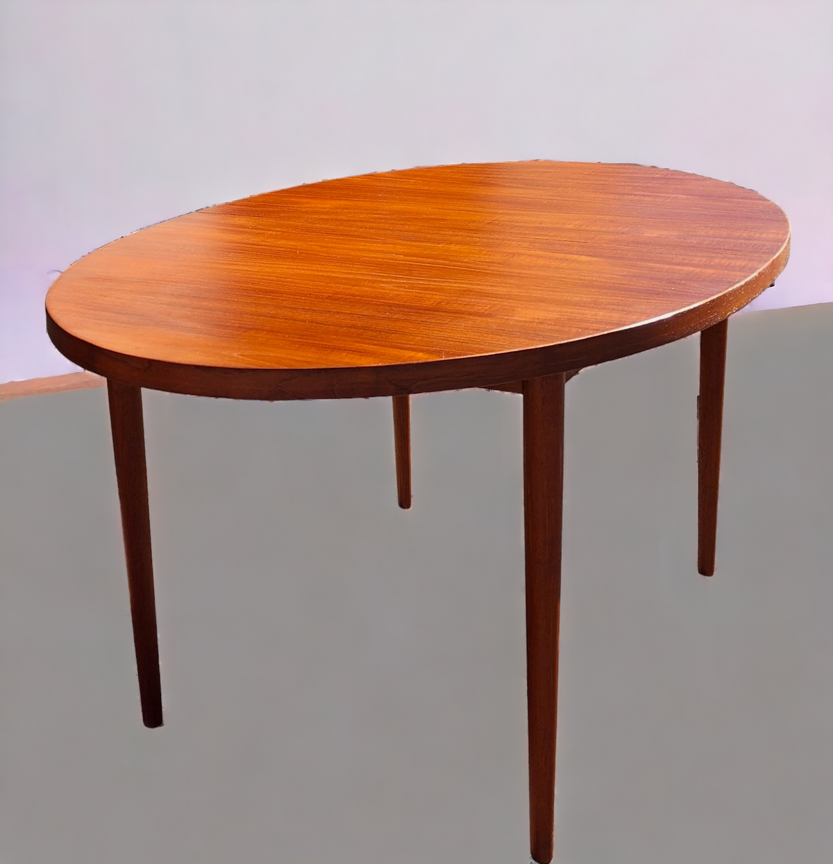 REFINISHED Danish Mid Century Modern Teak Table Oval w 2 Leaves 60