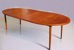 REFINISHED Danish Mid Century Modern Teak Table Oval w 2 Leaves 60