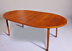 REFINISHED Danish Mid Century Modern Teak Table Oval w 2 Leaves 60