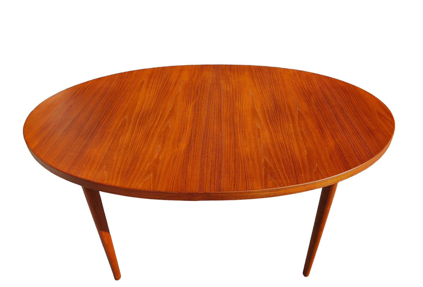 REFINISHED Danish Mid Century Modern Teak Table Oval w 2 Leaves 60"-100.5"