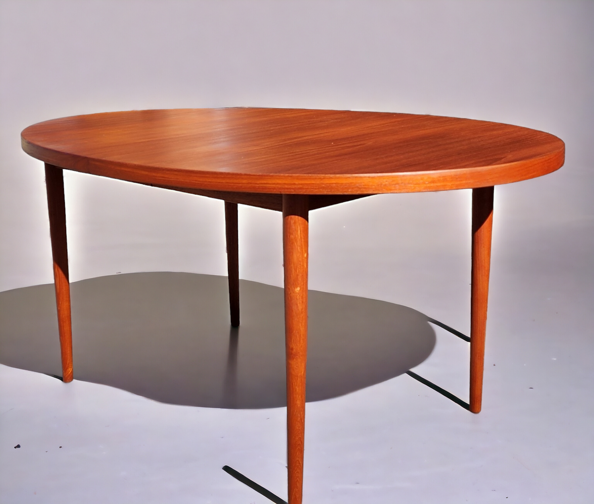 REFINISHED Danish Mid Century Modern Teak Table Oval w 2 Leaves 60