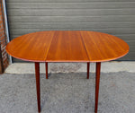 REFINISHED Mid Century Modern Teak Table Round w Leaf 42