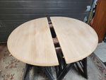 REFINISHED Mid Century Modern Teak Table Round w Leaf 42