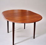 REFINISHED Mid Century Modern Teak Table Round w Leaf 42
