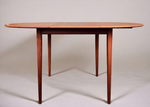 REFINISHED Mid Century Modern Teak Table Round w Leaf 42