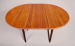 REFINISHED Mid Century Modern Teak Table Round w Leaf 42