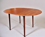 REFINISHED Mid Century Modern Teak Table Round w Leaf 42