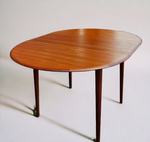 REFINISHED Mid Century Modern Teak Table Round w Leaf 42