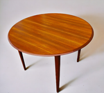 REFINISHED Mid Century Modern Teak Table Round w Leaf 42