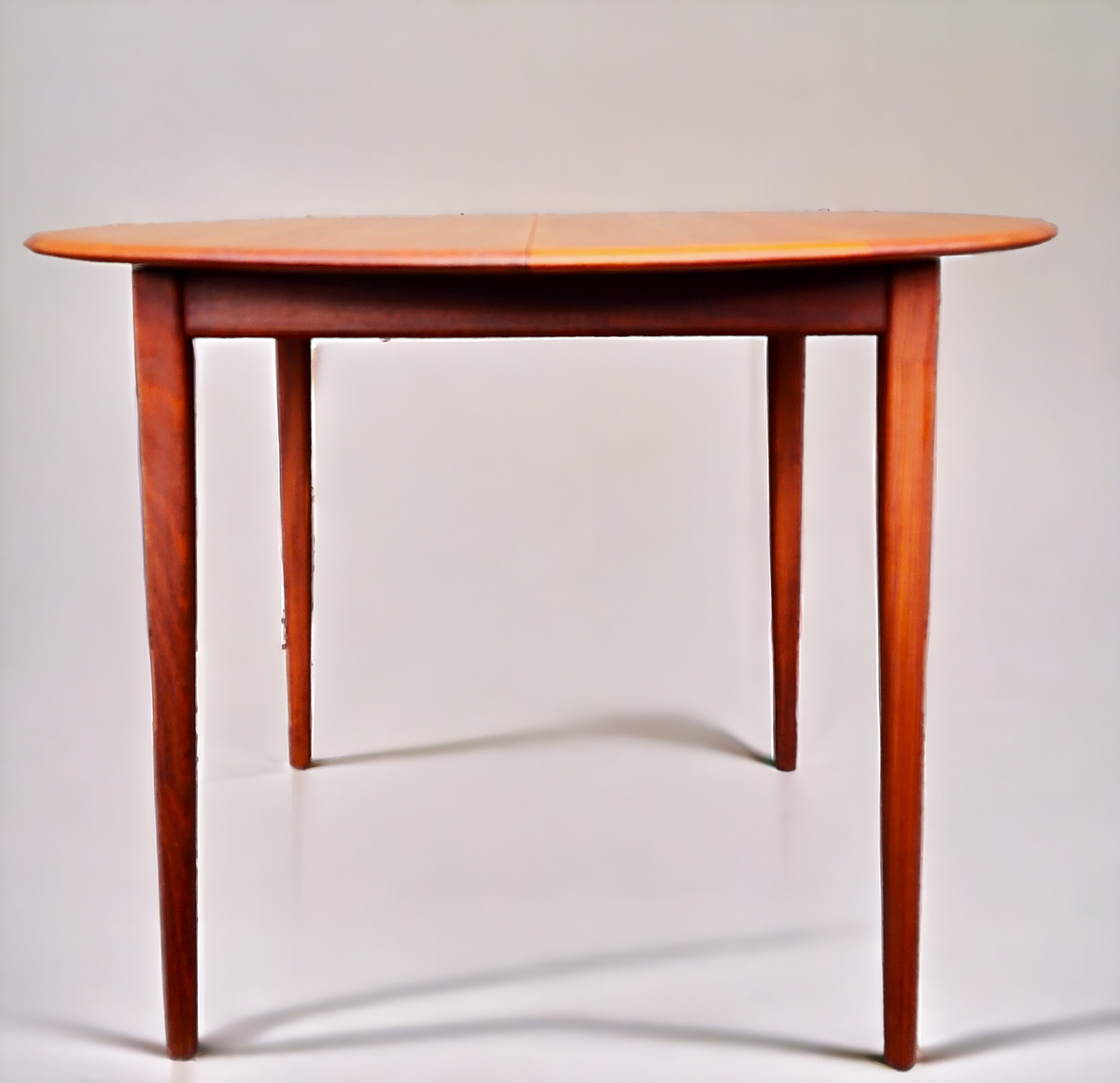 REFINISHED Mid Century Modern Teak Table Round w Leaf 42