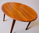 REFINISHED Mid Century Modern Teak Table Round w Leaf 42