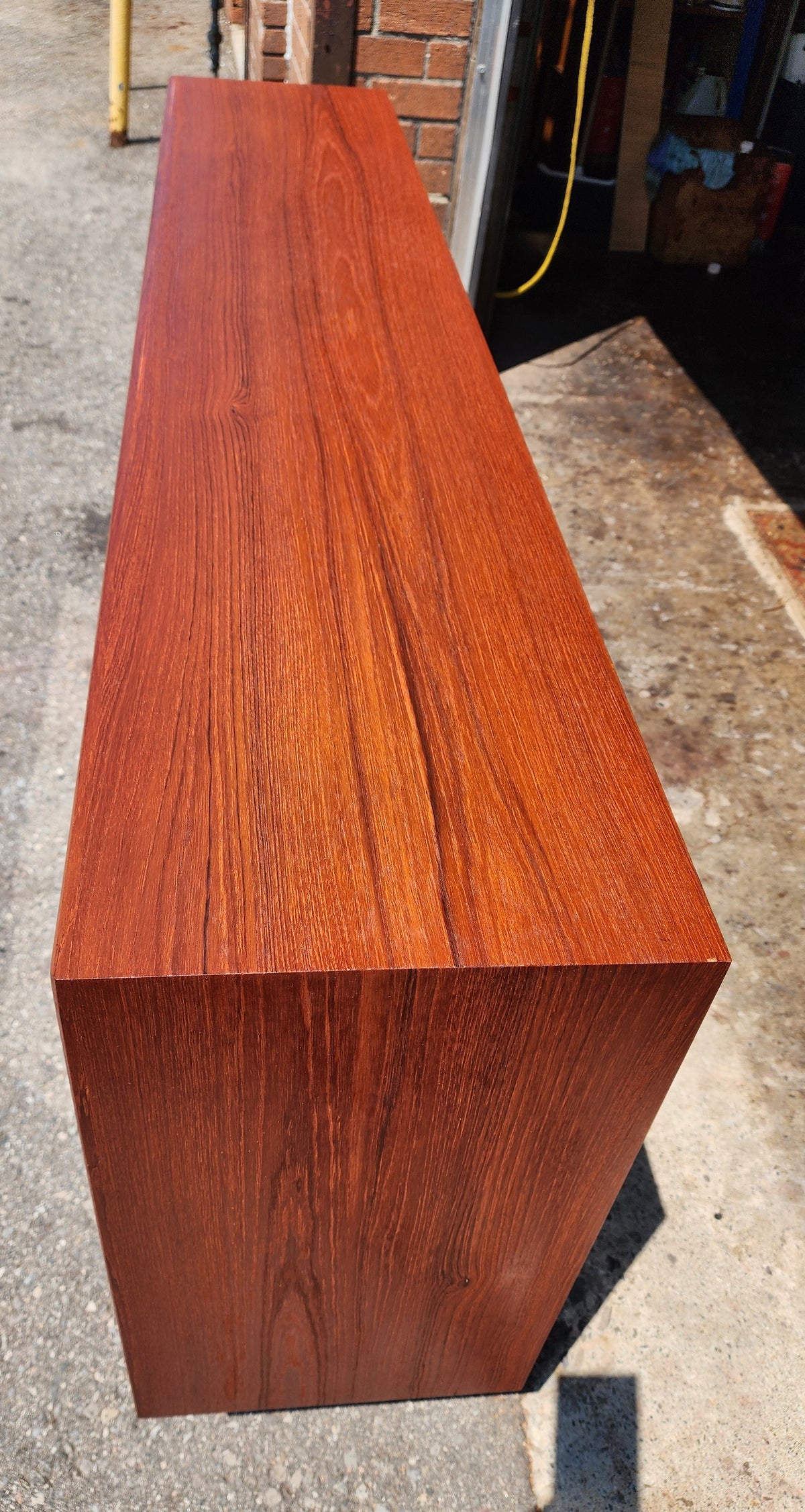 REFINISHED Mid Century Modern Teak Display Bookcase TV Media Console 5 ft