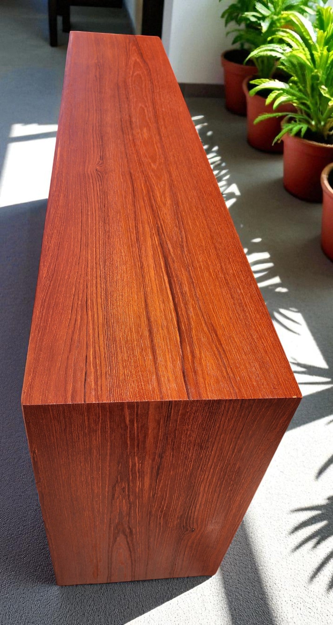 REFINISHED Mid Century Modern Teak Display Bookcase TV Media Console 5 ft