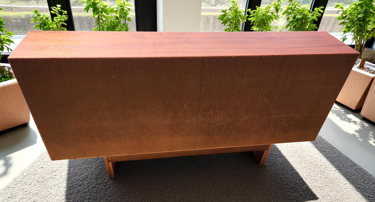 REFINISHED Mid Century Modern Teak Display Bookcase TV Media Console 5 ft