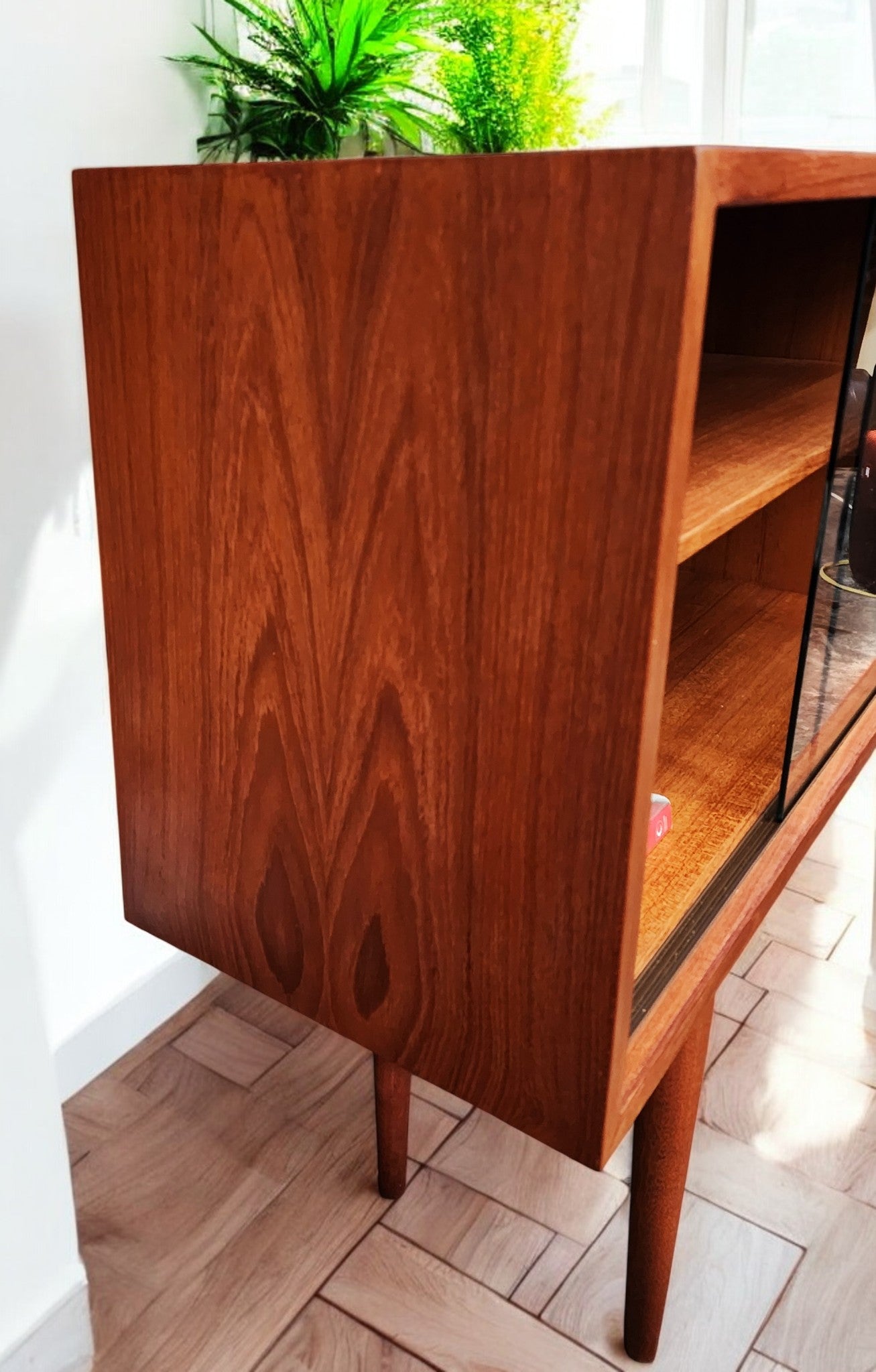 REFINISHED Mid Century Modern Teak Display Bookcase