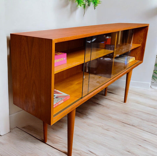 REFINISHED Mid Century Modern Teak Display Bookcase