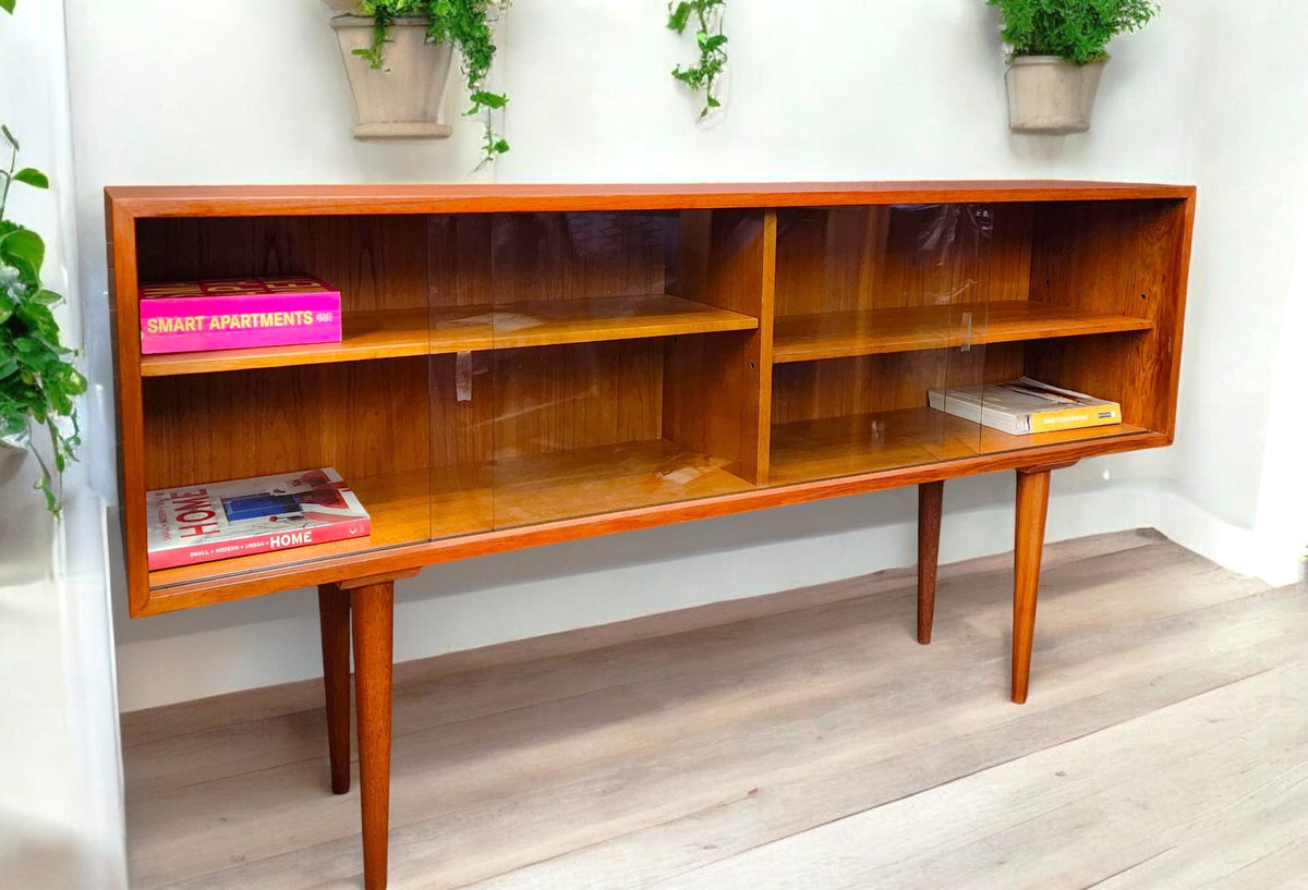REFINISHED Mid Century Modern Teak Display Bookcase