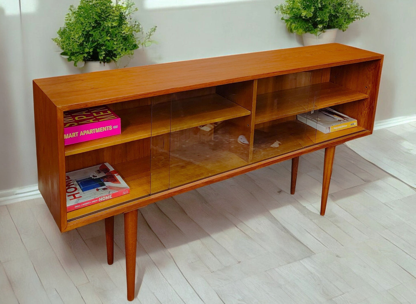 REFINISHED Mid Century Modern Teak Display Bookcase