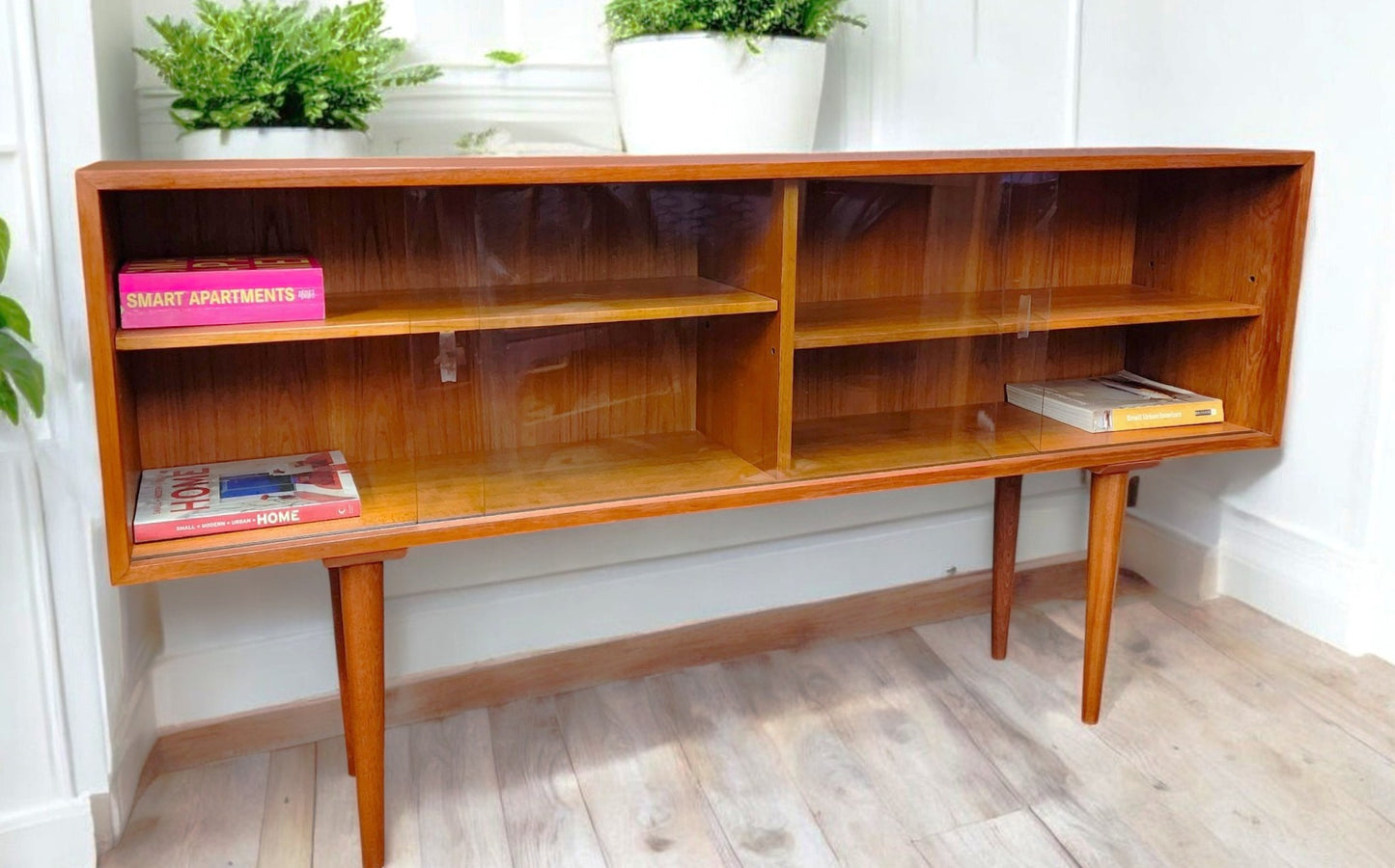 REFINISHED Mid Century Modern Teak Display Bookcase