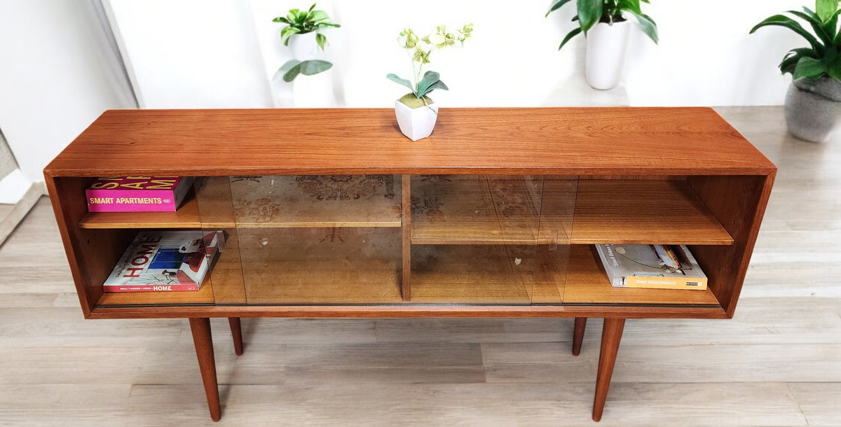 REFINISHED Mid Century Modern Teak Display Bookcase