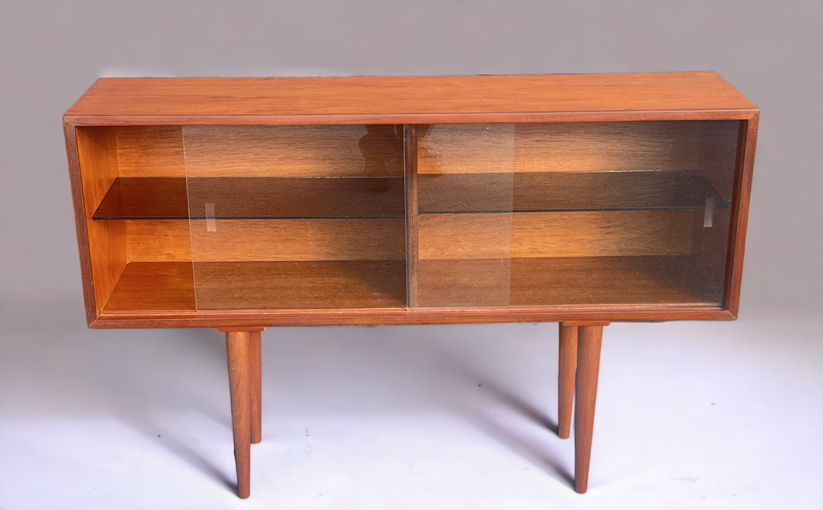 REFINISHED Mid Century Modern Teak Display Bookcase 48