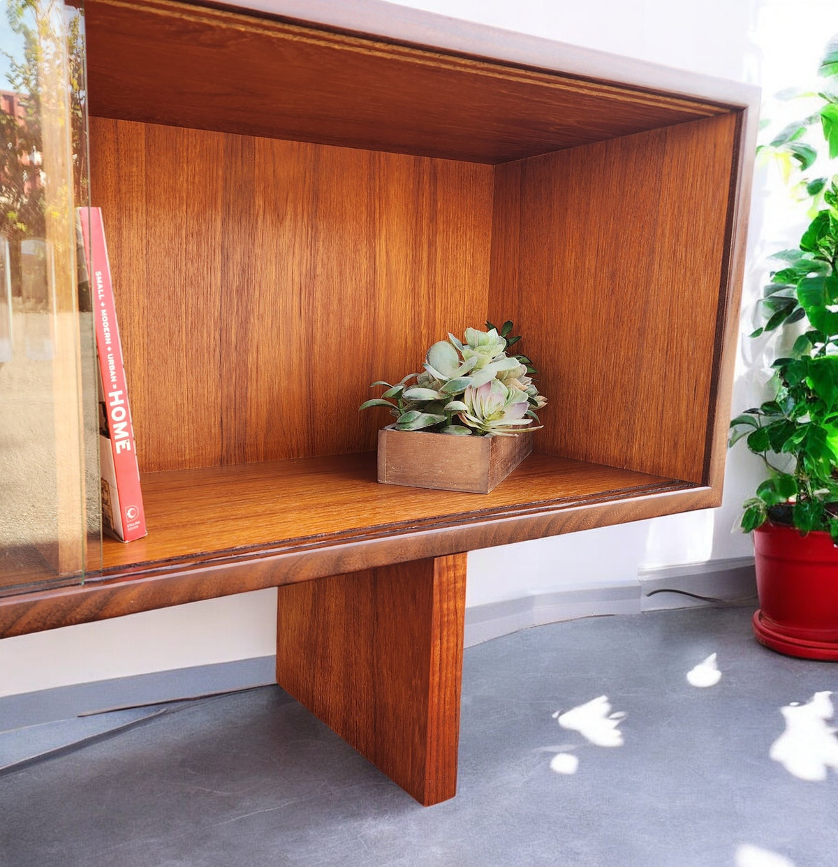REFINISHED Mid Century Modern Teak TV Console/ Bookcase by RS Associates 72