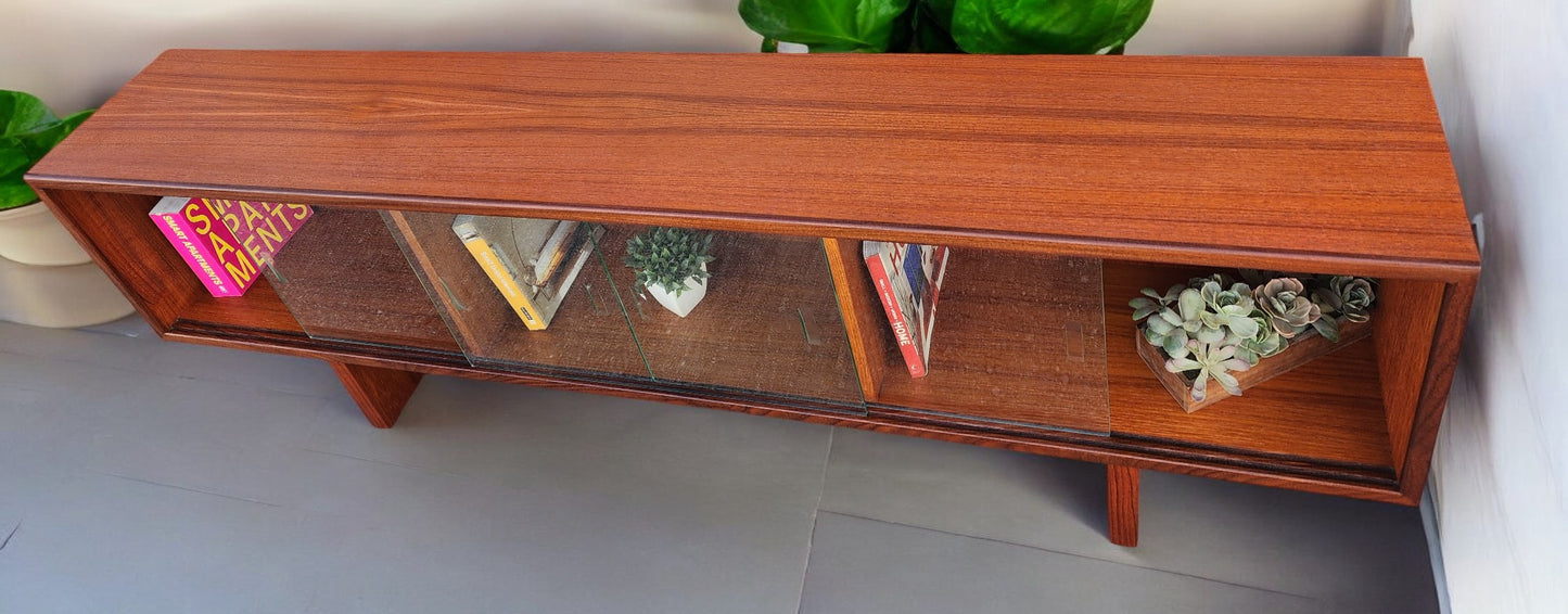 REFINISHED Mid Century Modern Teak TV Console/ Bookcase by RS Associates 72"