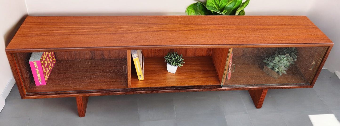 REFINISHED Mid Century Modern Teak TV Console/ Bookcase by RS Associates 72"