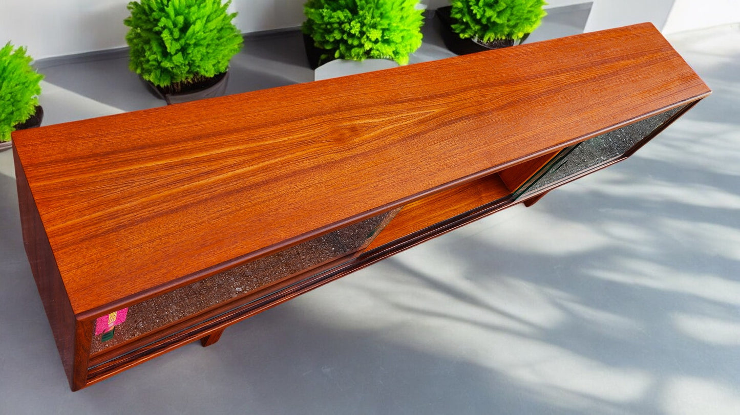 REFINISHED Mid Century Modern Teak TV Console/ Bookcase by RS Associates 72"