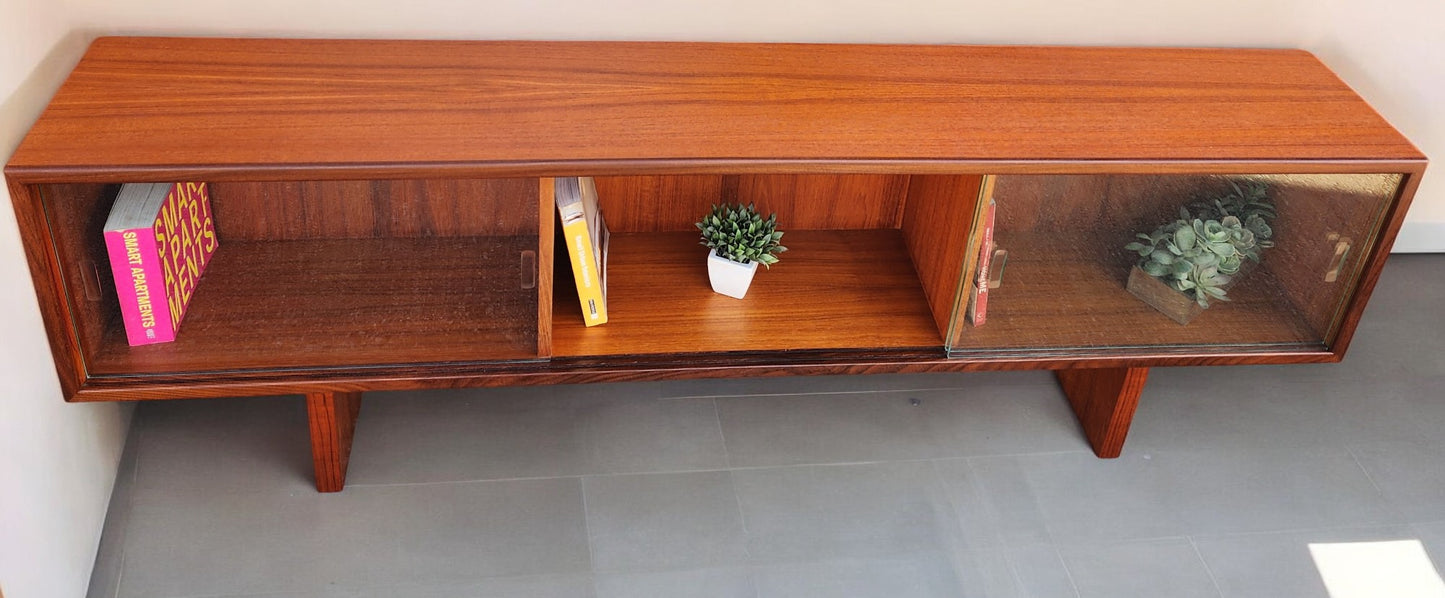 REFINISHED Mid Century Modern Teak TV Console/ Bookcase by RS Associates 72"