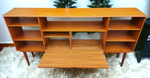 REFINISHED Danish MCM Teak China Cabinet/ Display with Bar 6 ft narrow 2