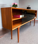RESTORED Danish MCM Teak Display w Finished Back Narrow 72.75