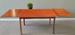 REFINISHED Danish Mid Century Modern Teak Table Draw Leaf, 53