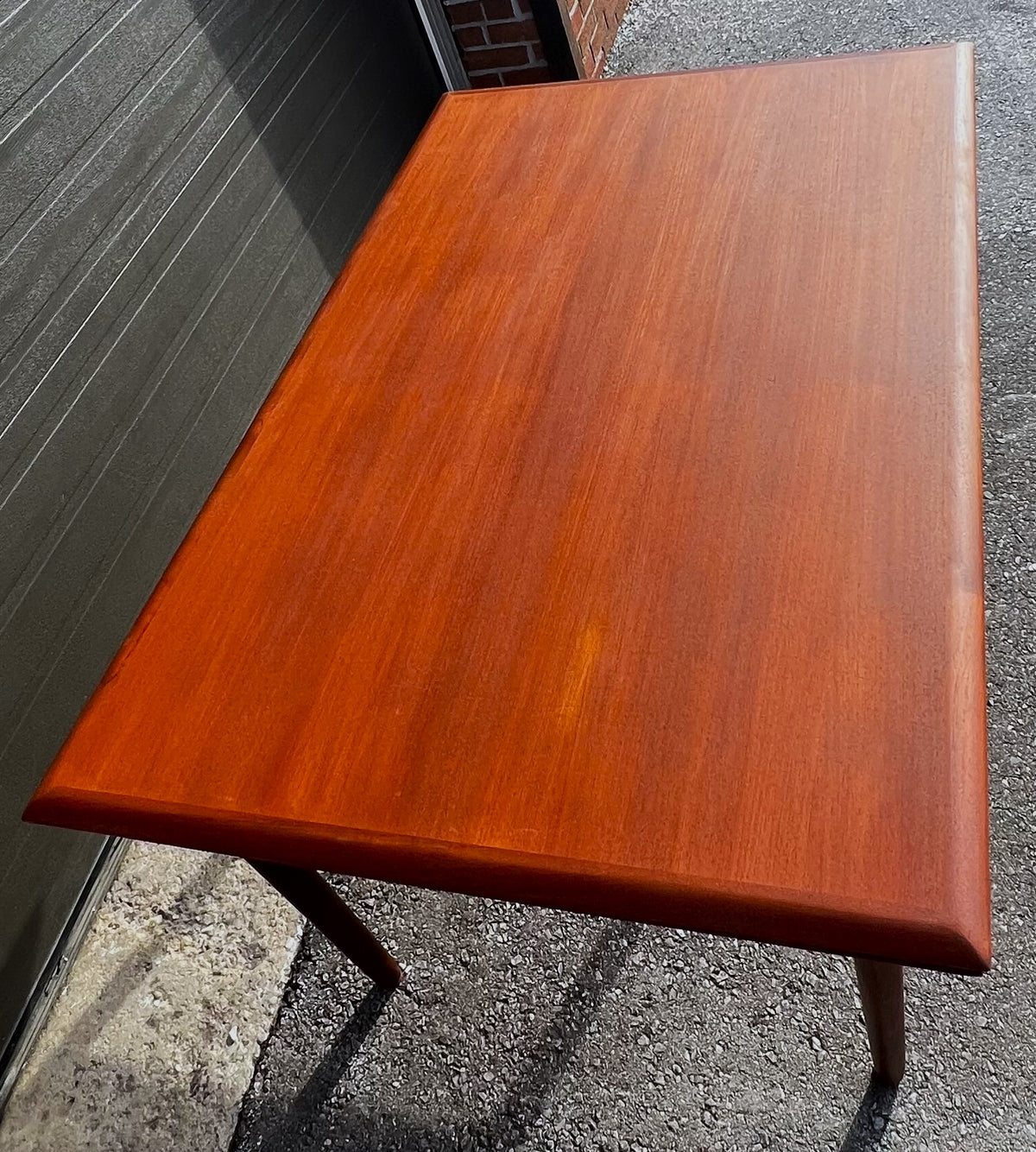 REFINISHED Danish Mid Century Modern Teak Table Draw Leaf, 53