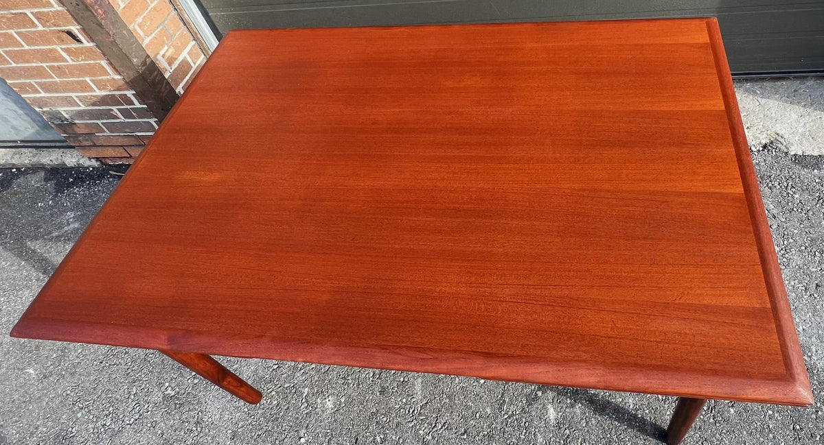 REFINISHED Danish Mid Century Modern Teak Table Draw Leaf, 53