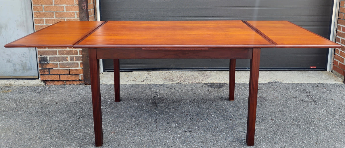 REFINISHED Mid Century Modern Teak Extension Dining Table or Desk 51